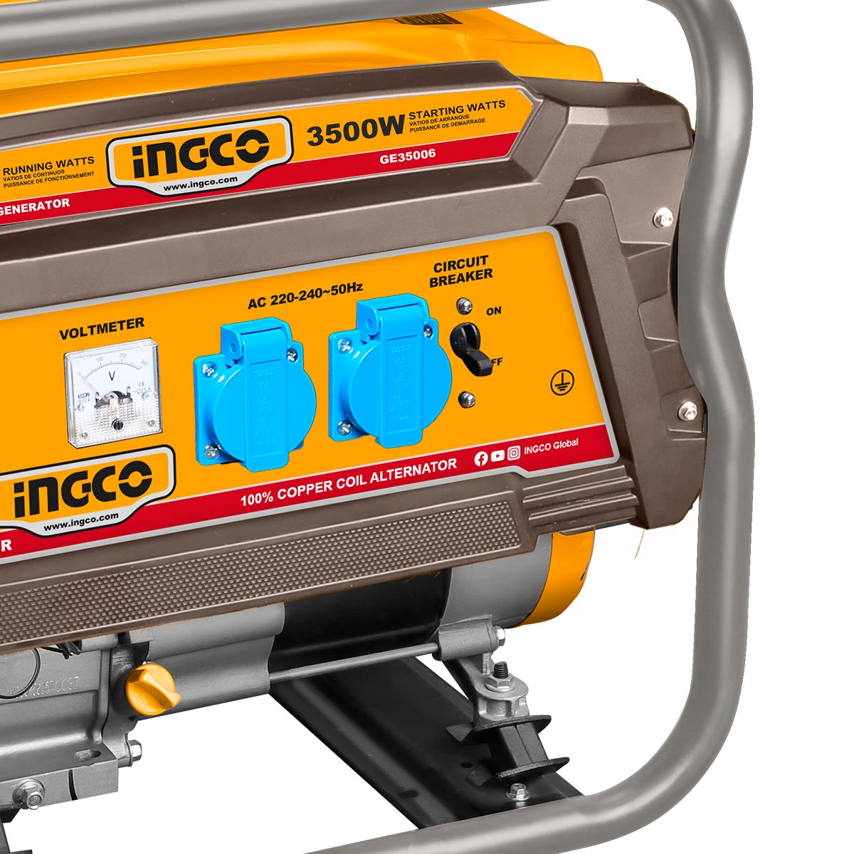 Ingco Γεννήτρια Βενζίνης με Σταθεροποιητή AVR 3.5kW 4.3kVA 7HP
