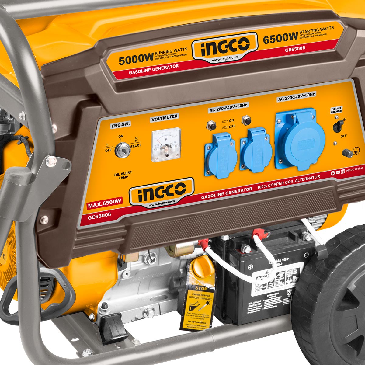 Ingco Γεννήτρια Βενζίνης με Σταθεροποιητή AVR 6.5kW 8.1kVA 15HP