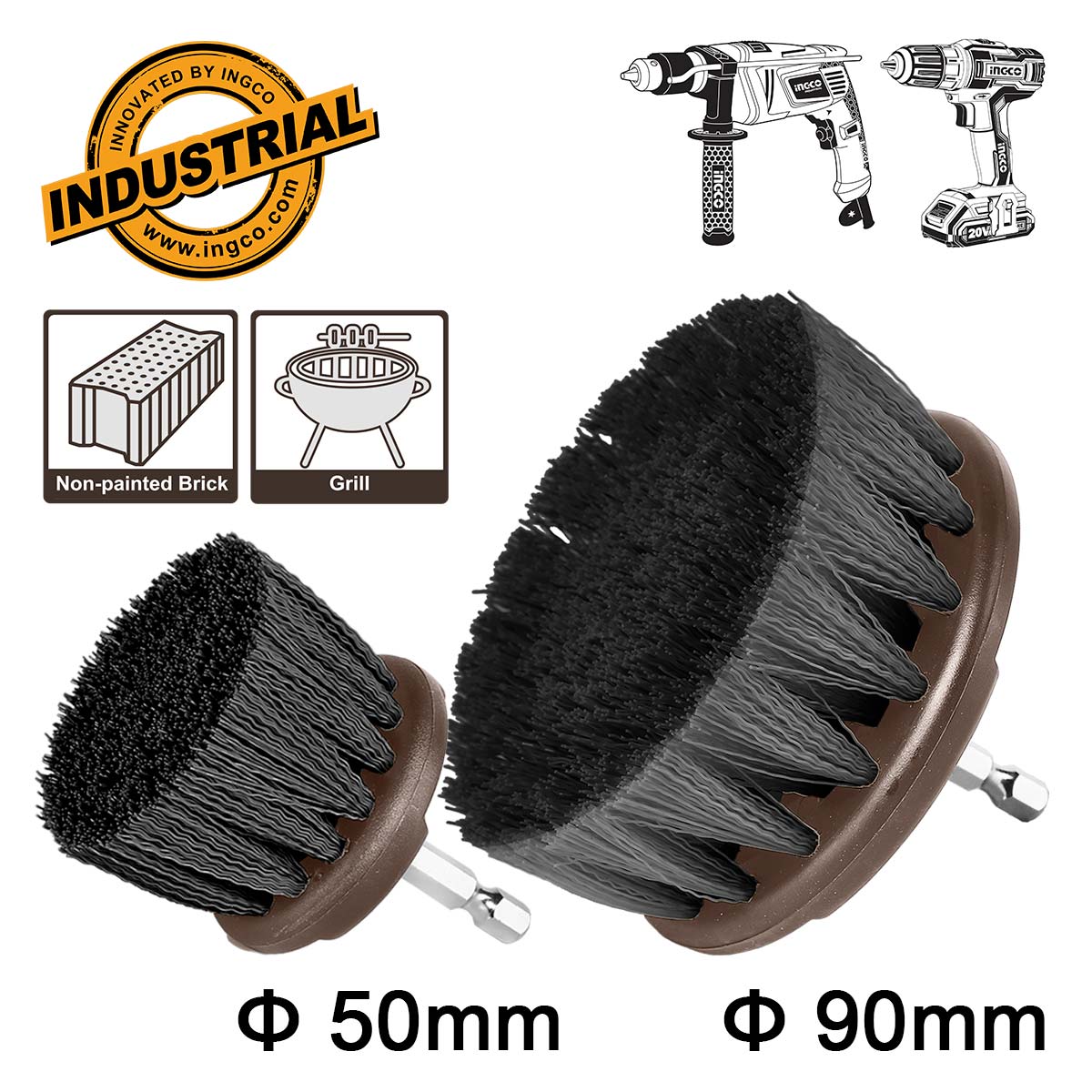 Ingco Βούρτσες Καθαρισμού Δραπάνου Σετ 2 τεμ. (Σκληρές) WCBH1235