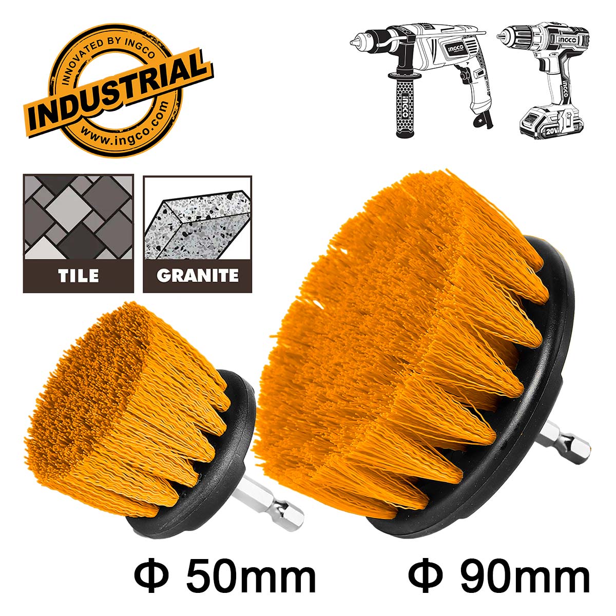 Ingco Βούρτσες Καθαρισμού Δραπάνου Σετ 2 τεμ. (Μέτριες)WCBM2235