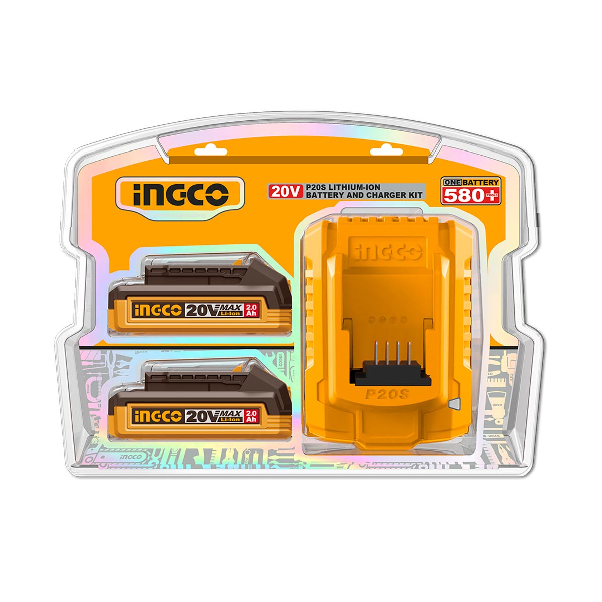 Ingco Μπαταρίες 2 τεμ. 2.0Ah + 1 τεμ. Φορτιστής 2Α Σετ 3 τεμ.