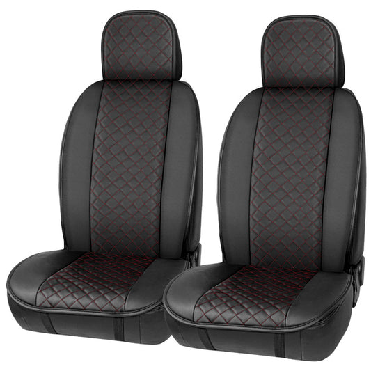 Πλατοκαθίσματα Αυτοκινήτου Elegance Δερματίνη Μαύρη Με Κόκκινη Ραφή 2 Τεμάχια
