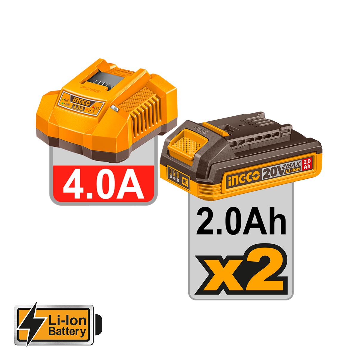 Ingco Κρουστικό Δραπανοκατσάβιδο Compact Μπαταρίας 20V Li-Ion 76Nm