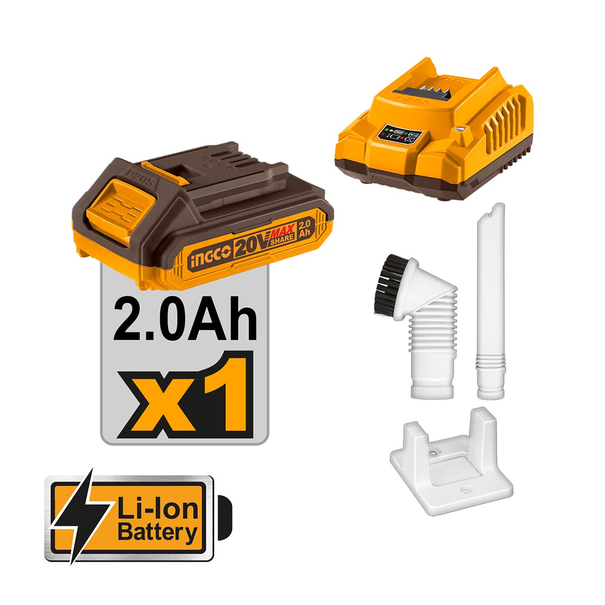 Ingco Σκούπα Stick Cyclone Μπαταρίας 20V Li-Ion 120W