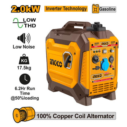 Ingco Γεννήτρια Inverter Βαλιτσάκι Βενζίνης 2kW 2.5kVA 2.5HP