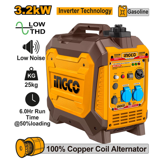 Ingco Γεννήτρια Inverter Βαλιτσάκι Βενζίνης 3.2kW 4kVA 4HP