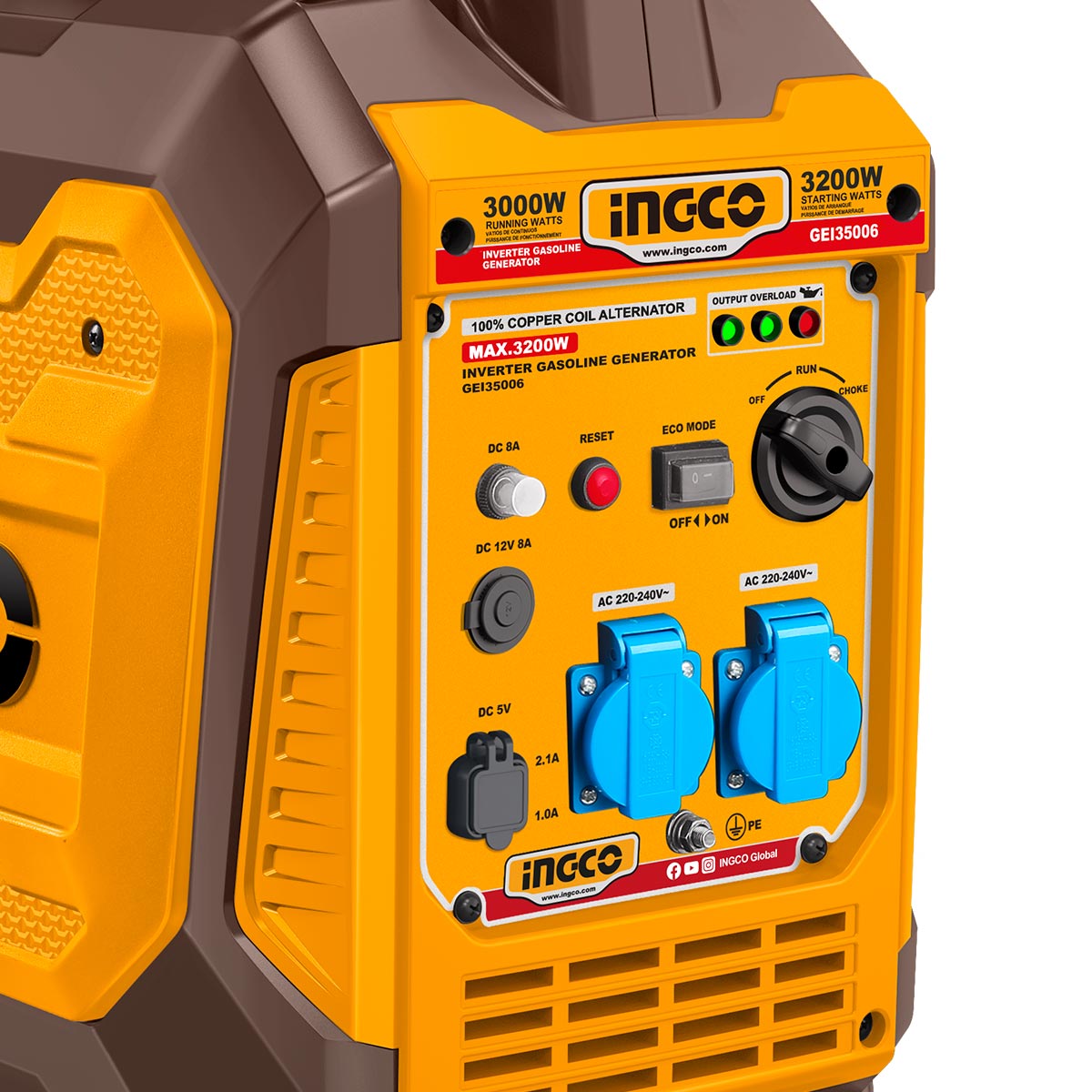 Ingco Γεννήτρια Inverter Βαλιτσάκι Βενζίνης 3.2kW 4kVA 4HP