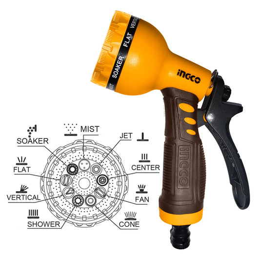 Ingco Εκτοξευτής Νερού Πιστόλι Ρυθμιζόμενος 9 Θέσεων