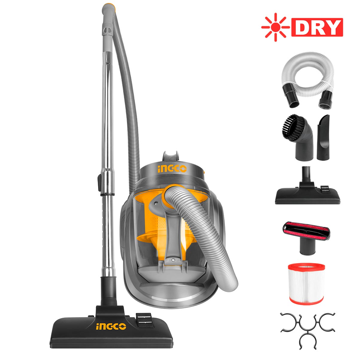 Ingco Ηλεκτρική Σκούπα Στερεών Cyclone Οικιακής 2000W