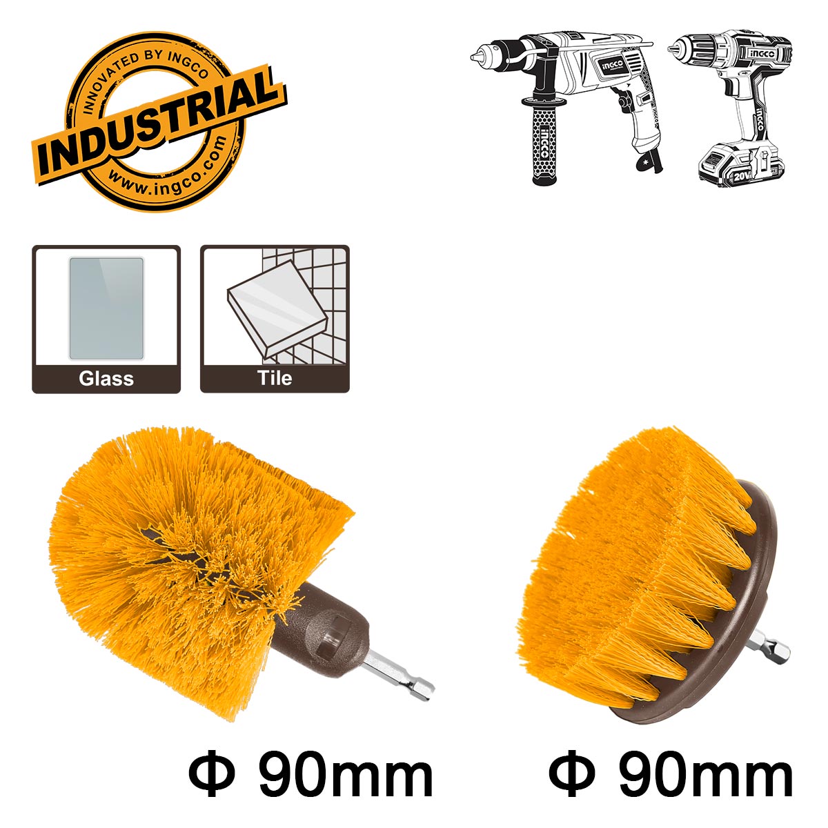 Ingco Βούρτσες Καθαρισμού Δραπάνου Σετ 2 τεμ. (Μέτριες) WCBM2335