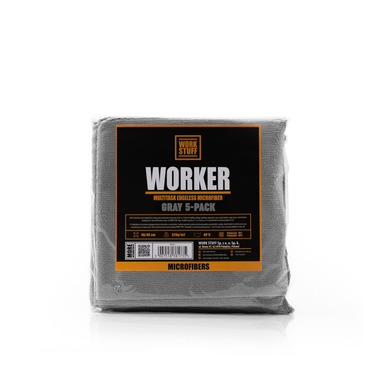 Work Stuff Worker Πανιά Μικροϊνών 320gsm Γκρι-Μωβ-Κίτρινο 40x40cm 5τμχ