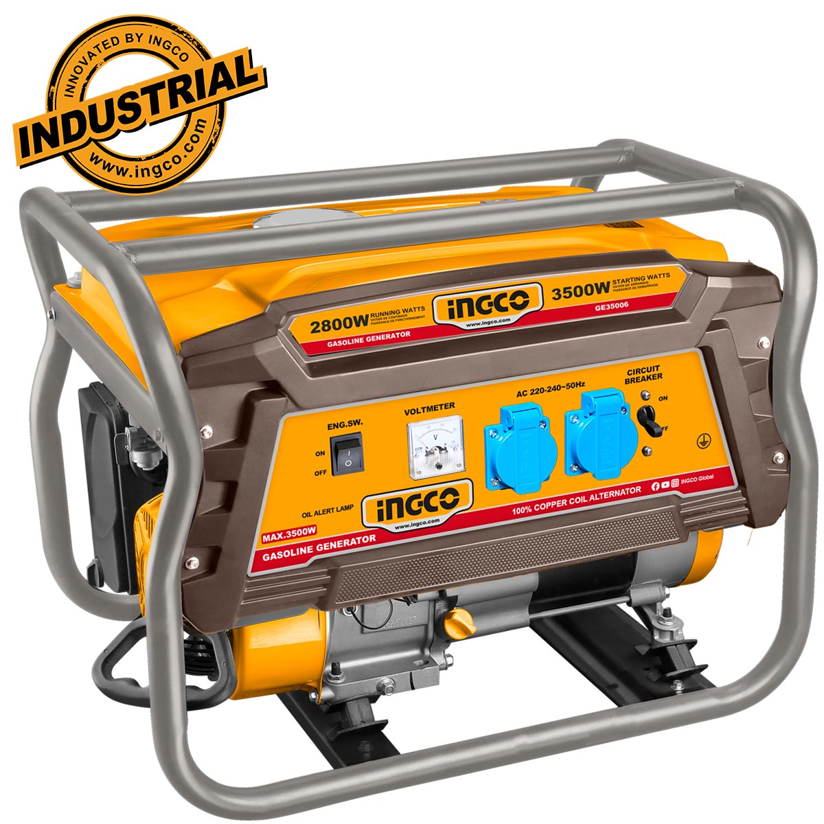 Ingco Γεννήτρια Βενζίνης με Σταθεροποιητή AVR 3.5kW 4.3kVA 7HP