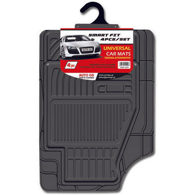 Πατάκια Αυτοκινήτου Smart Fit Μαύρα 4 Τεμάχια
