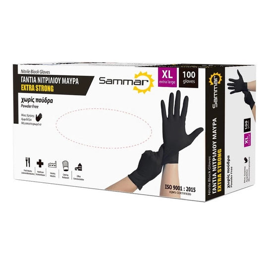 Γάντια Νιτριλίου Μαύρα XL 100Τεμαχίων Extra Strong(έξτρα ανθεκτικά)